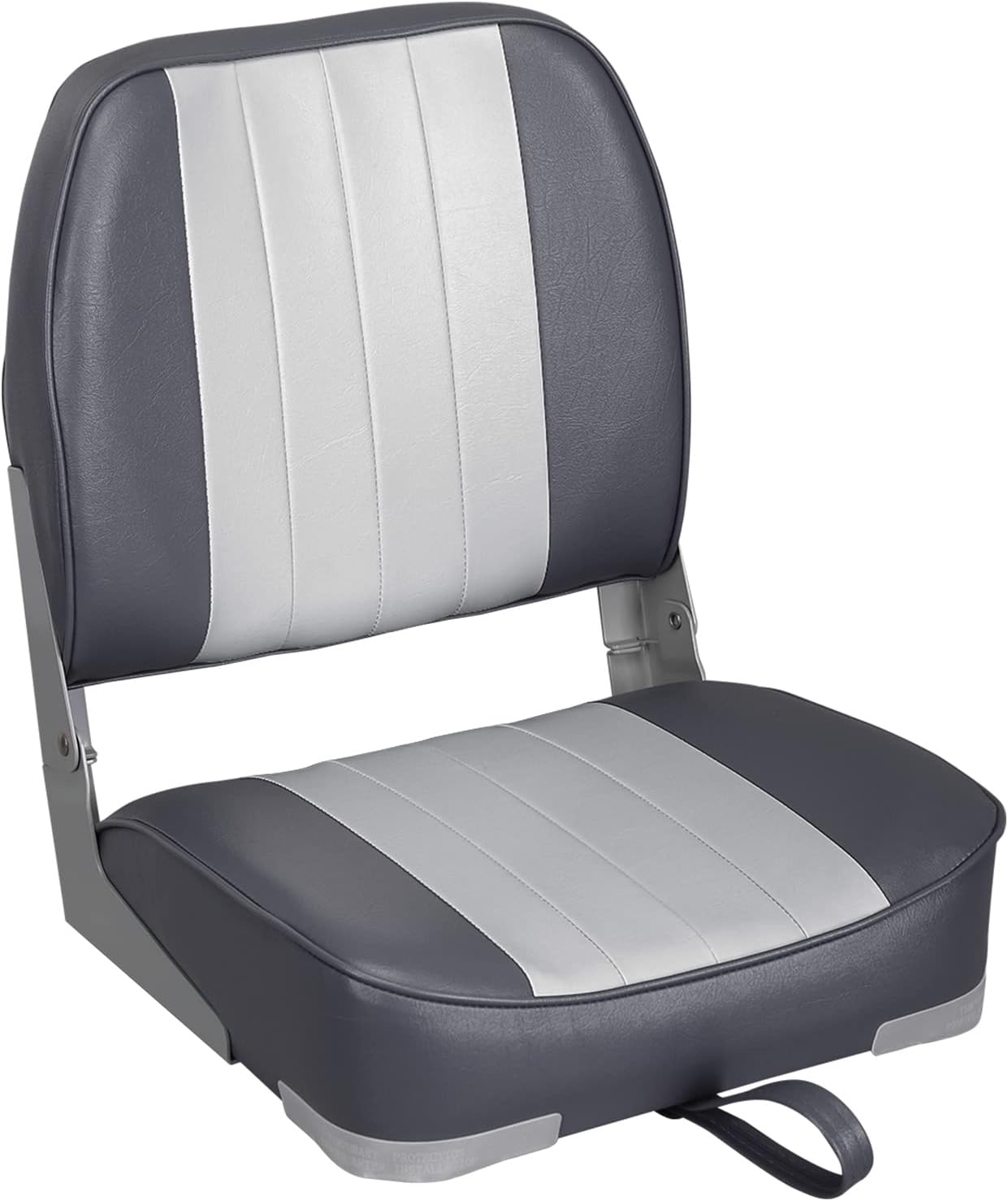 Leader Accessories Classic Low Back Folding Fishing Boat Seat Boat Chairs | Marine Boat Chairs With Thick Cushion, Aluminum Hinge, Use universal 5"x5" Mount, Fits Jon/Bass/Pontoon Boats