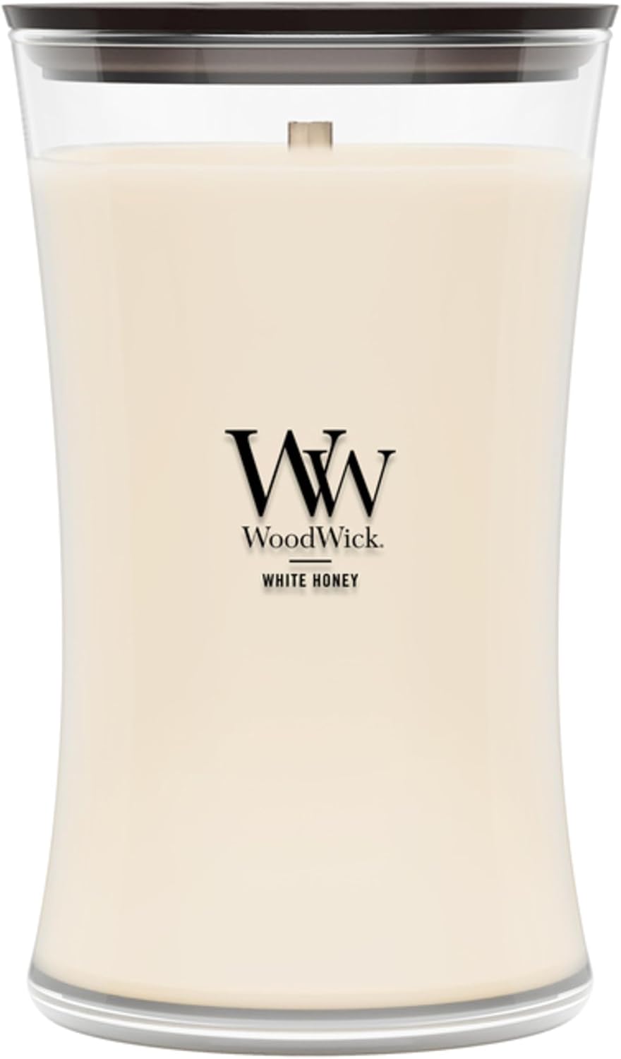 WoodWick Lavender Spa Gifts for Women and Men, 9.7 oz Medium Hourglass Candle with Crackling Wick