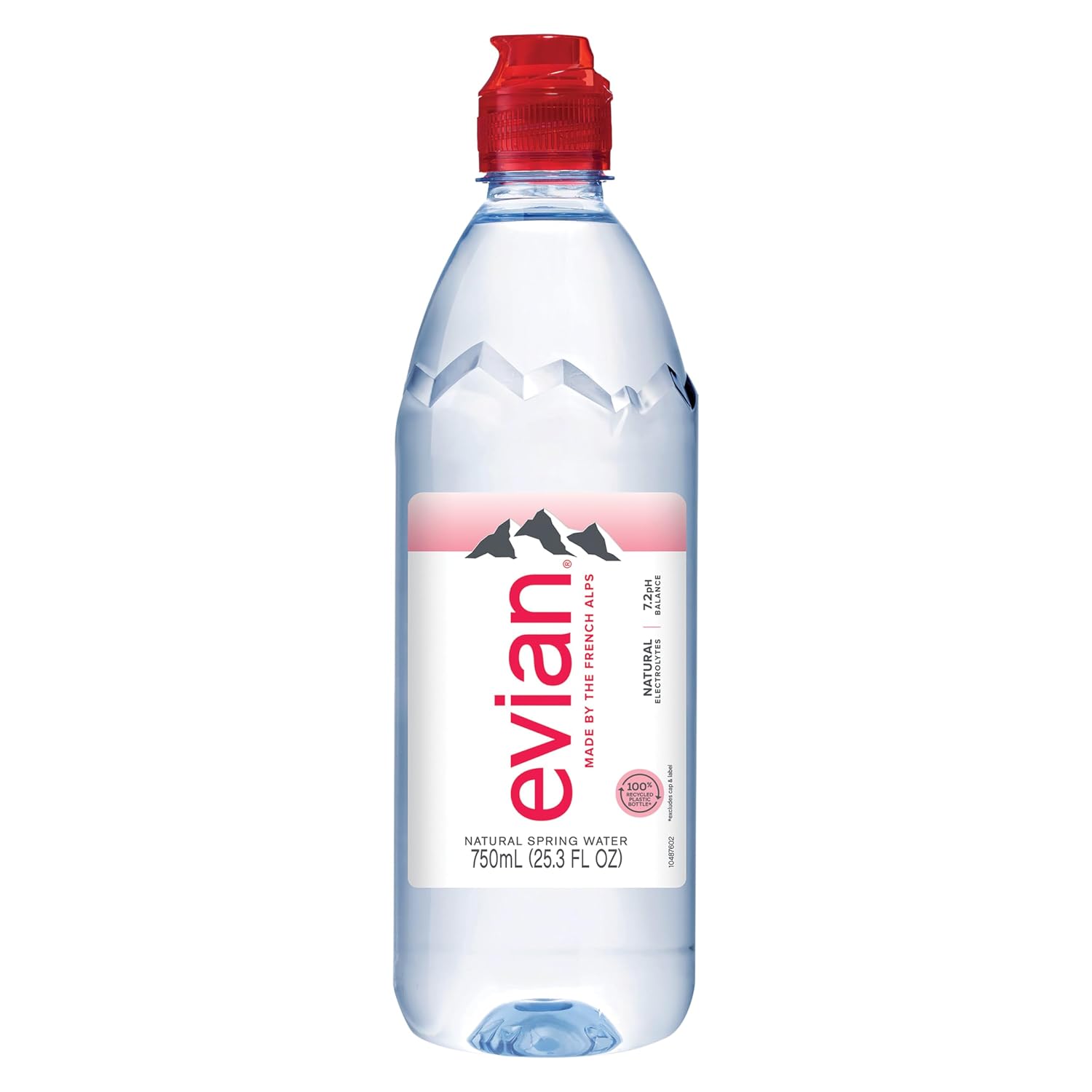 evian Natural Spring Water, 750 ml (25.36 fluid ounce) Water Bottle with Sports Cap, 12 Pack
