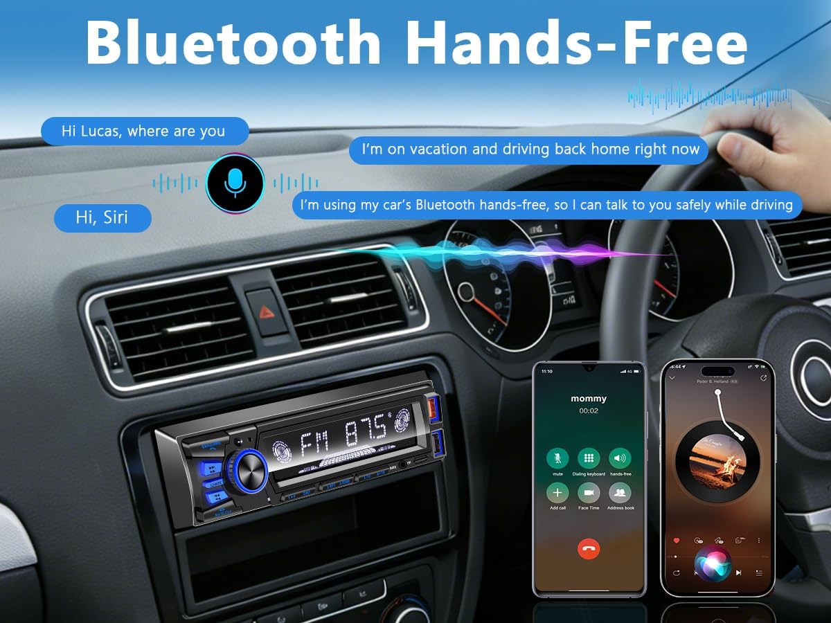 REAKOSOUND Car Radio Bluetooth Single DIN Stereo - FM, USB, AUX, APP, No CD