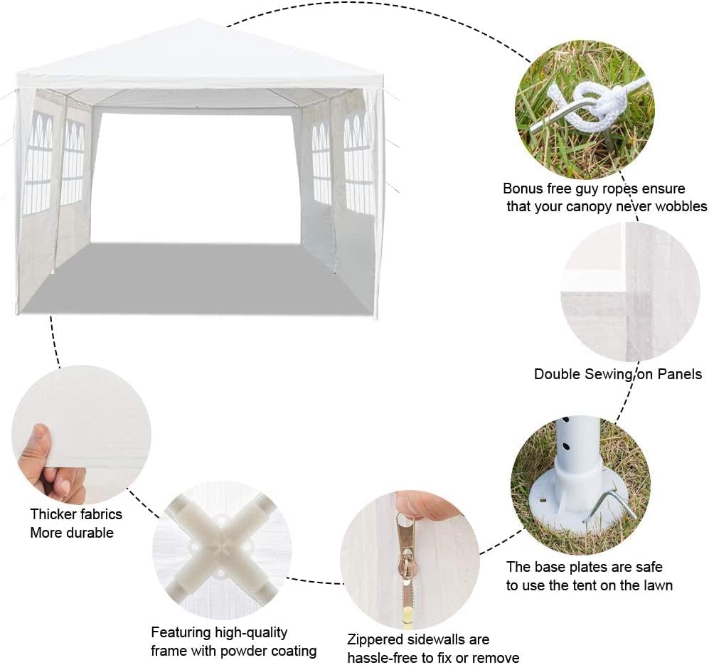 10' x 20' Outdoor Gazebo Canopy Waterproof Party Tent Wedding Canopy with Removable Sidewalls & Brighter Church Windows