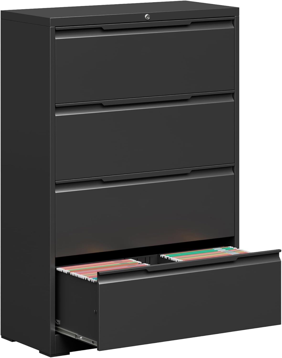 3 Drawer File Cabinet with Lock,Vertical Filing Cabinets for Home Office,Heavy Duty Metal File Cabinet for Hanging A4/Letter/Legal Size File,Vertical File Cabinet 15" W X 17.8" D X 38.3" H-Black