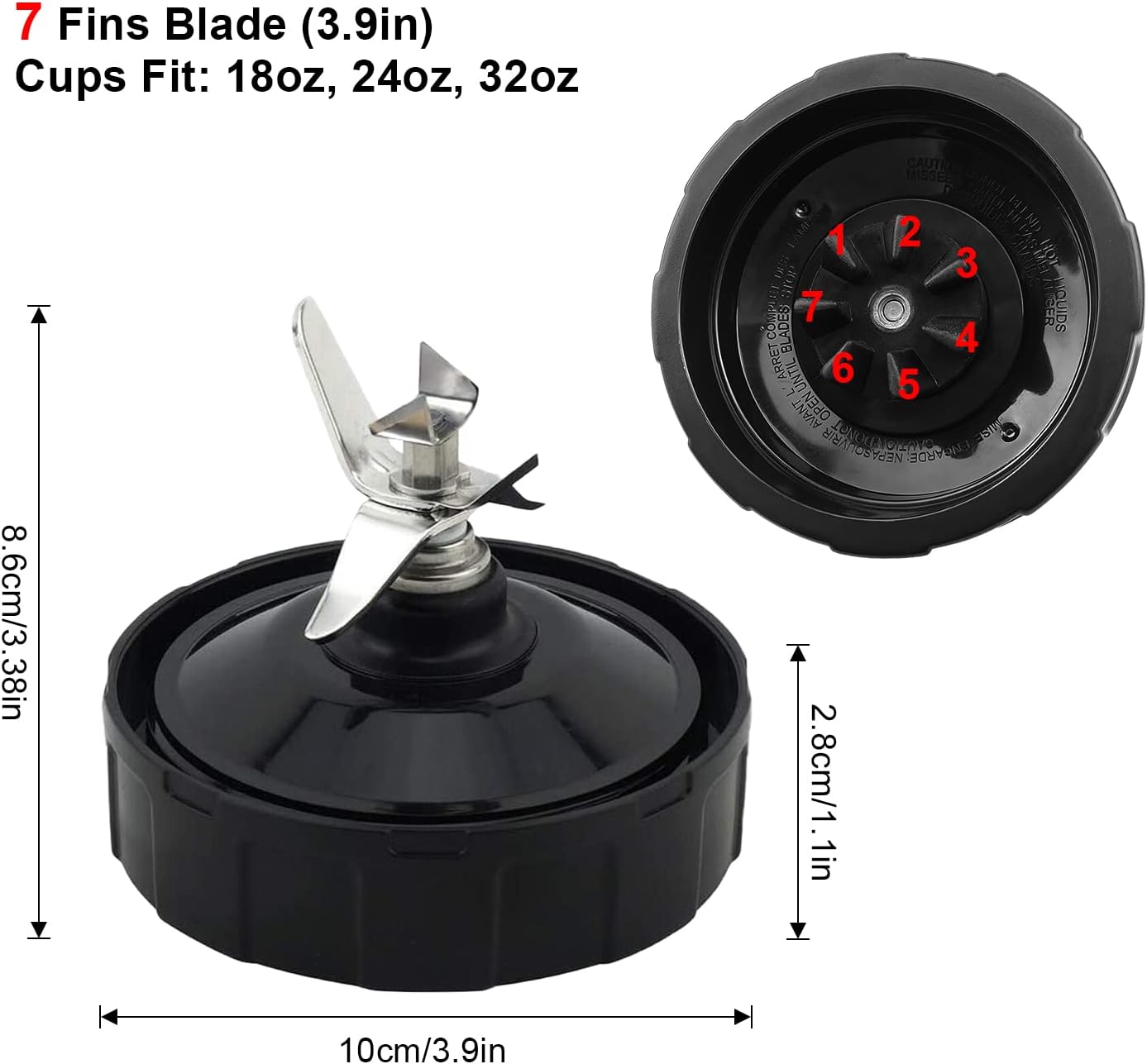 7 Fins Blade Fit for Ninja Auto iQ Blender BL642-30 BL482-30 BL682-30