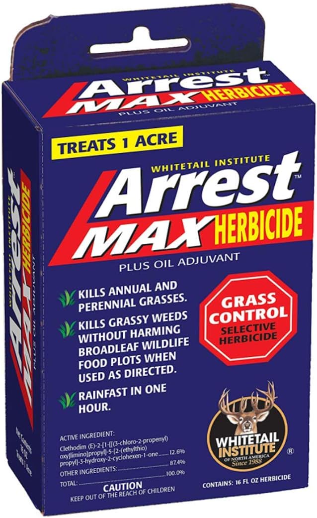 Whitetail Institute Arrest Max Selective Grass Control Herbicide Specifically Developed for Deer Food Plots, 1 Pint