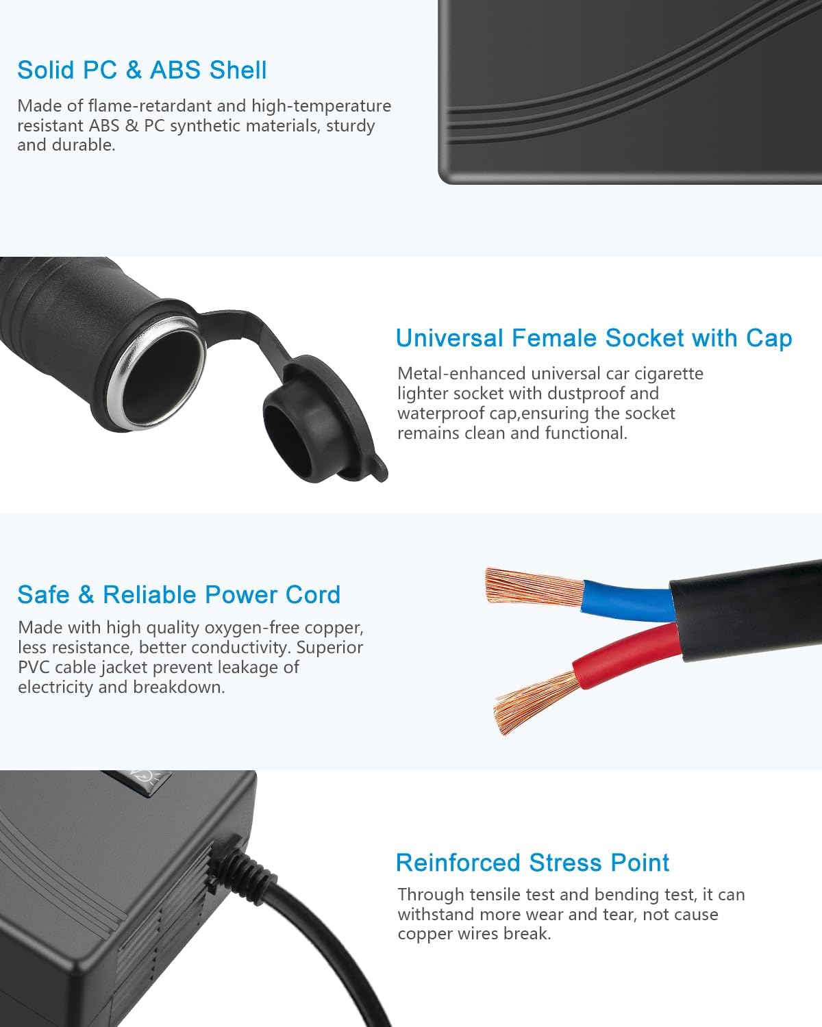 ALITOVE AC to DC Converter 110V to 12V 15A 180W(Pro Max) 12 Volt Power Supply Car Cigarette Lighter Adapter to Wall Plug for Car Vacuum Cleaner
