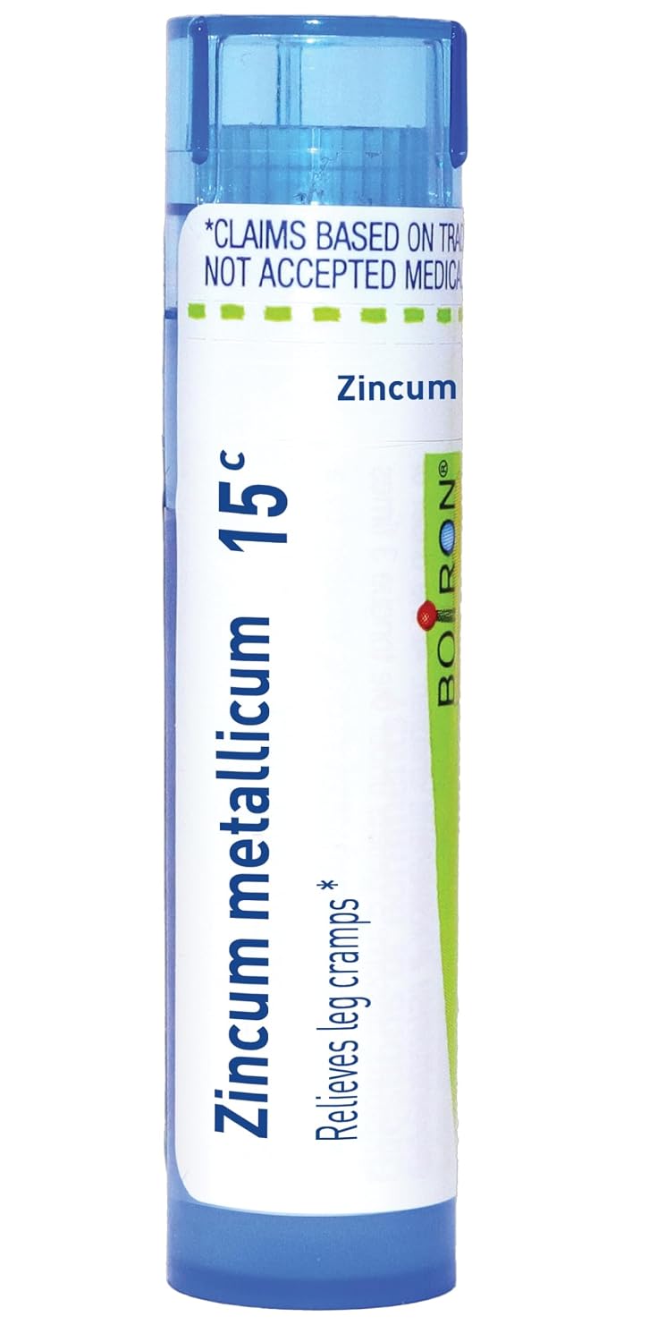 Boiron Zincum Metallicum 15C for Leg Cramps - 80 Pellets | Single-medicine homeopathic pellets for Leg Cramps. Size: 80 Pellets.
