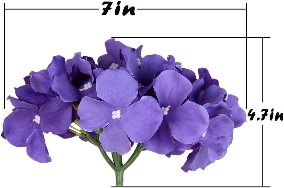 Silk Hydrangea Heads Artificial Flowers Heads with Stems for Home Wedding Decor,Pack of 10 (White)
