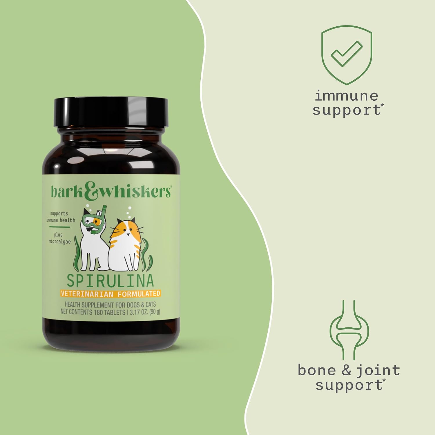 Dr. Mercola SpiruGreen for Cats & Dogs - Antioxidant Support - Spirulina & Astaxanthin - Nutrient-Dense Microalgae Formula - 180 Tablets