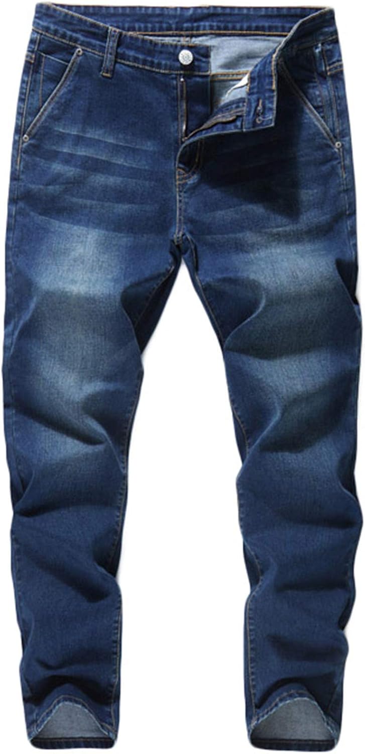 Andongnywell Men's Loose Stretch Denim Pants Elastic Waist Loose Fit Jeans Stretchy Casual Solid Trousers