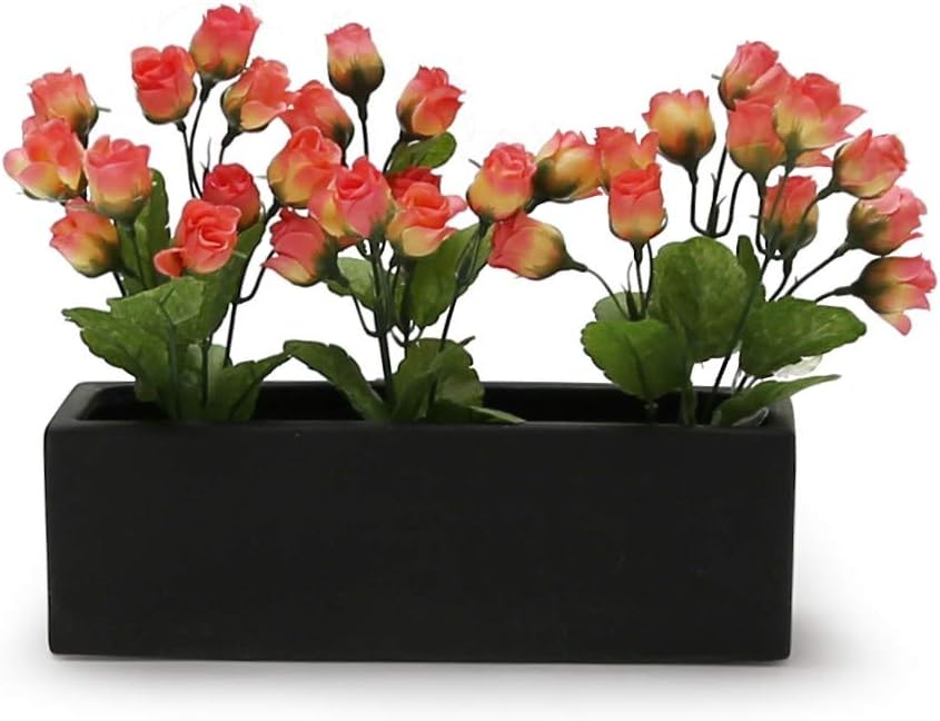 WGVI Long Rectangle Ceramic Planter Vase in White 14" x 4" x 4"H, Rectangular Box Block Terrarium Pot, Flower Arrangement, Tabletop Centerpiece