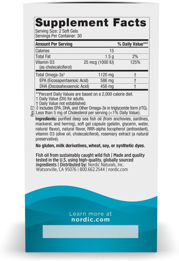Nordic Naturals Ultimate Omega 2X Mini D3, 1120mg+1000IU