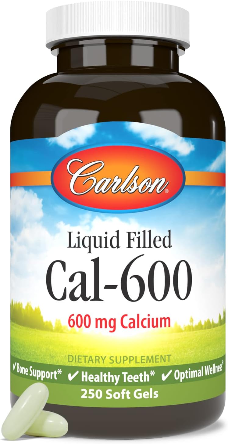 Carlson Cal-600, 600 mg, Calcium, Liquid Filled, 100 Softgels | Bone Support; Healthy Teeth; Optimal Wellness