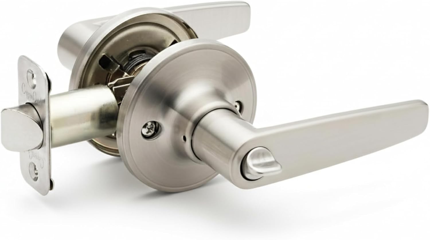 Copper Creek DL1231SS Daley Push Button Privacy Door Lever, Satin Stainless