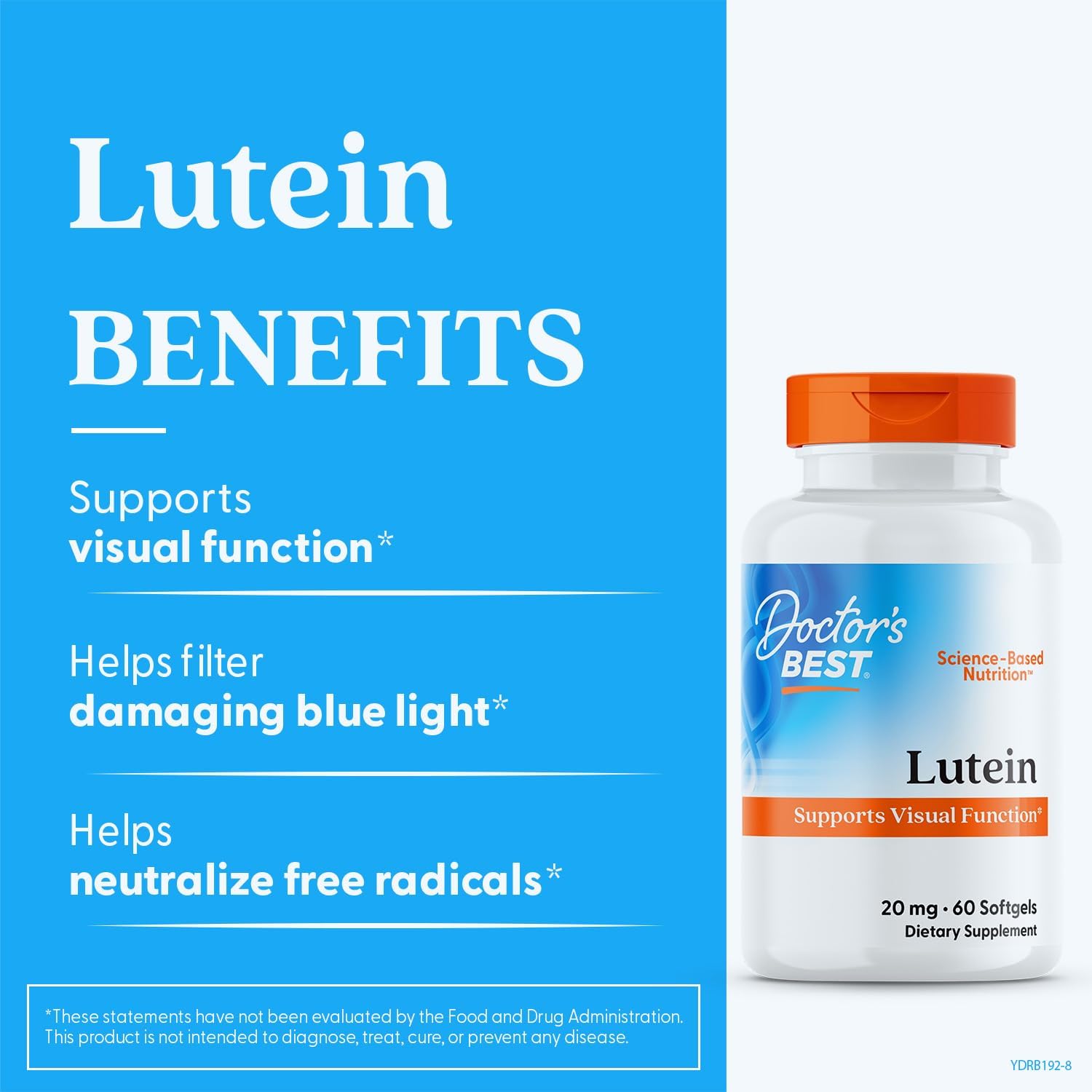 Doctor's Best Lutein Supplement 20mg with Zeaxanthin 1mg - Lutein for Eyes, Eye Health Vitamins for Men & Women