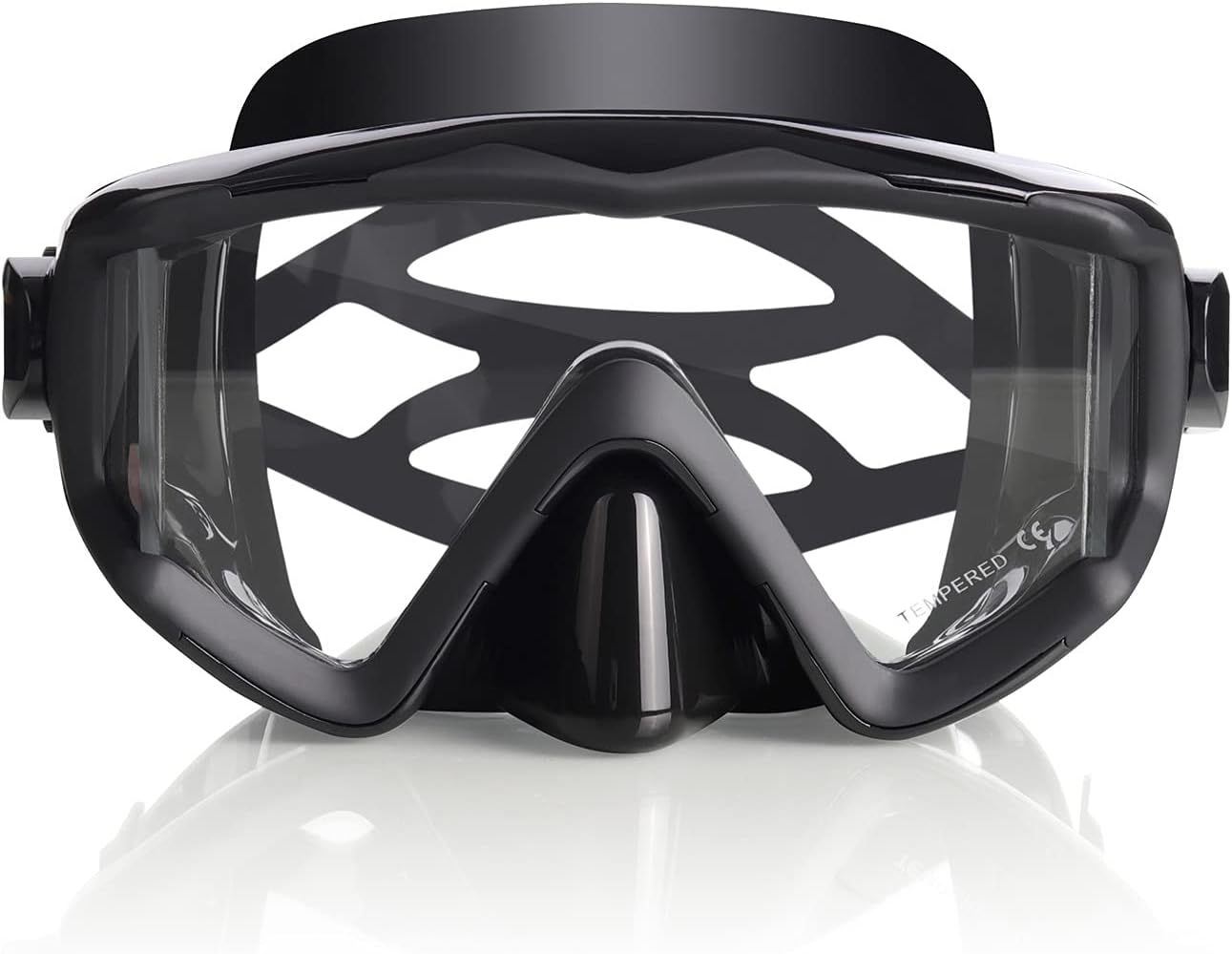 Adult Pano 3 Scuba Diving Mask, Tempered Glass Snorkel Mask Anti-Fog Swim Mask No Leakage Swim Goggles with Nose Cover Snorkeling Gear for Snorkeling