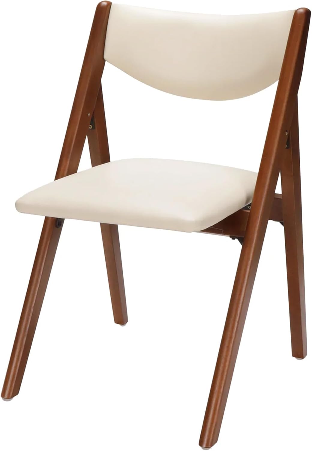 Stakmore Retro Modern Wood Folding Chairs Set of 2, Padded Upholstered Seat, Solid Hardwood Dining & Card Table Chairs, A-Frame Design, Steel Folding Mechanism, No Assembly, Space Saving, Cherry Frame