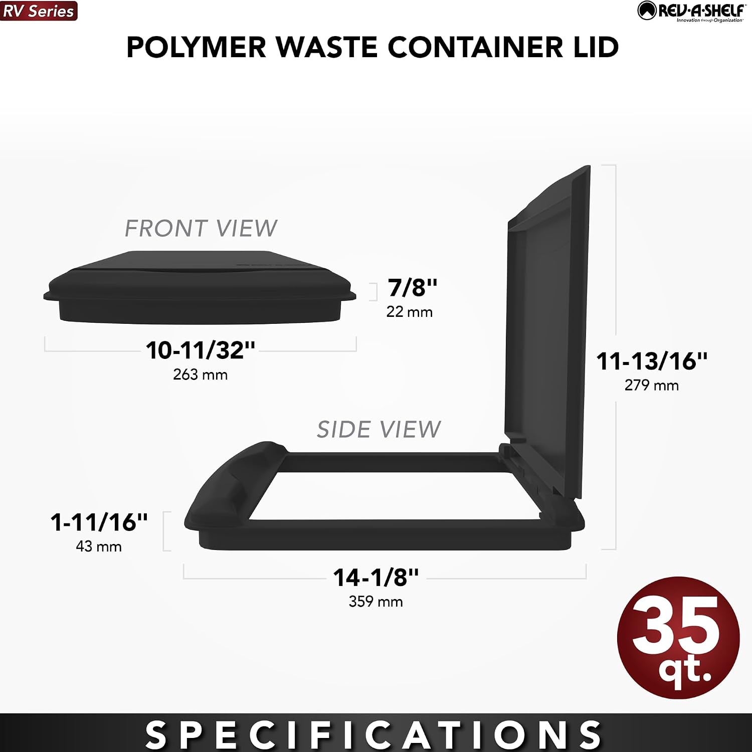 Rev-A-Shelf 35 Qt Under Sink Garbage Can Lid for Base Kitchen and Bathroom Cabinet, Replacement Plastic Trash Bin Lid Only, White, RV-35-LID-1