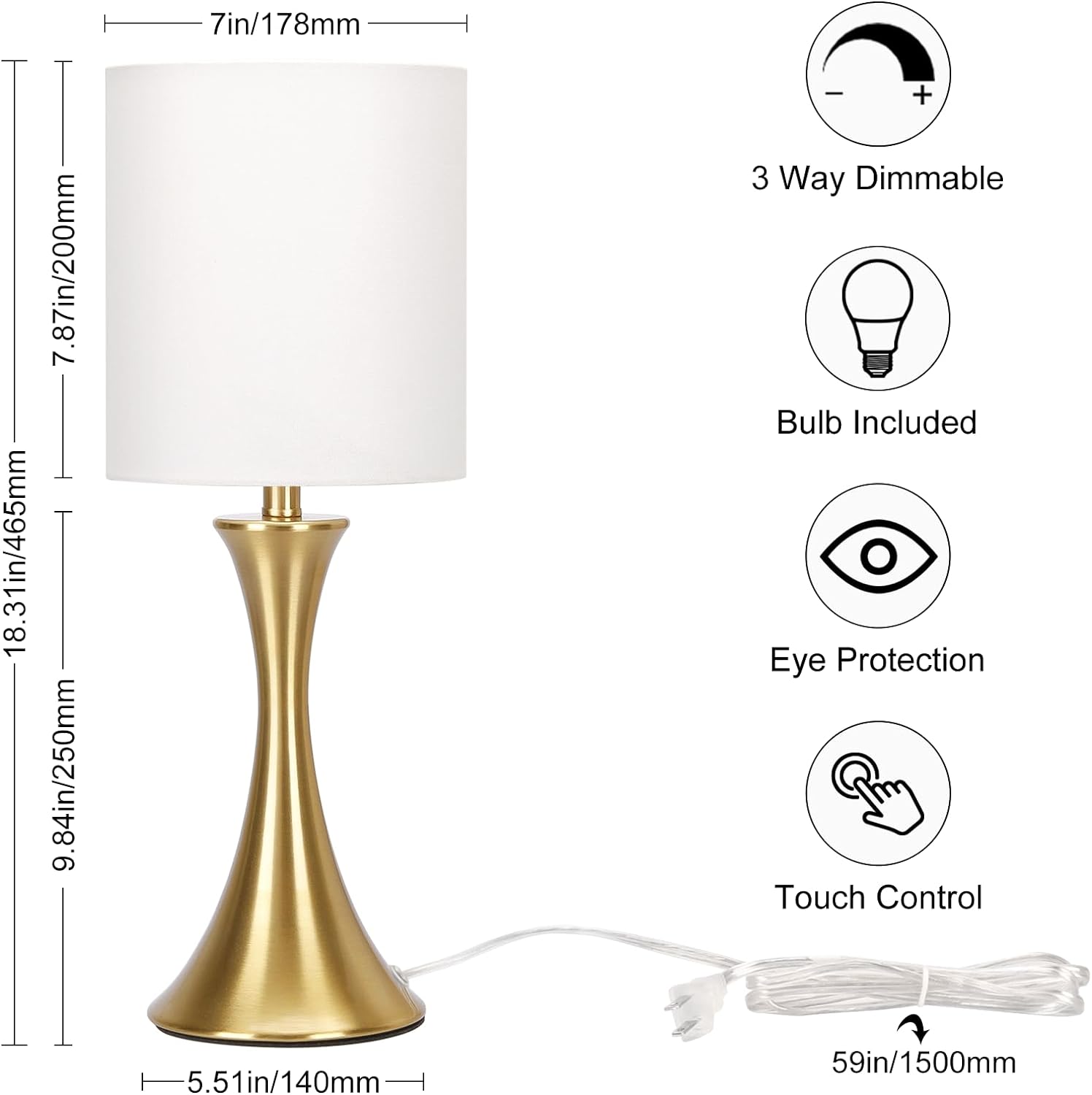 3 Way Touch Control Table Lamp