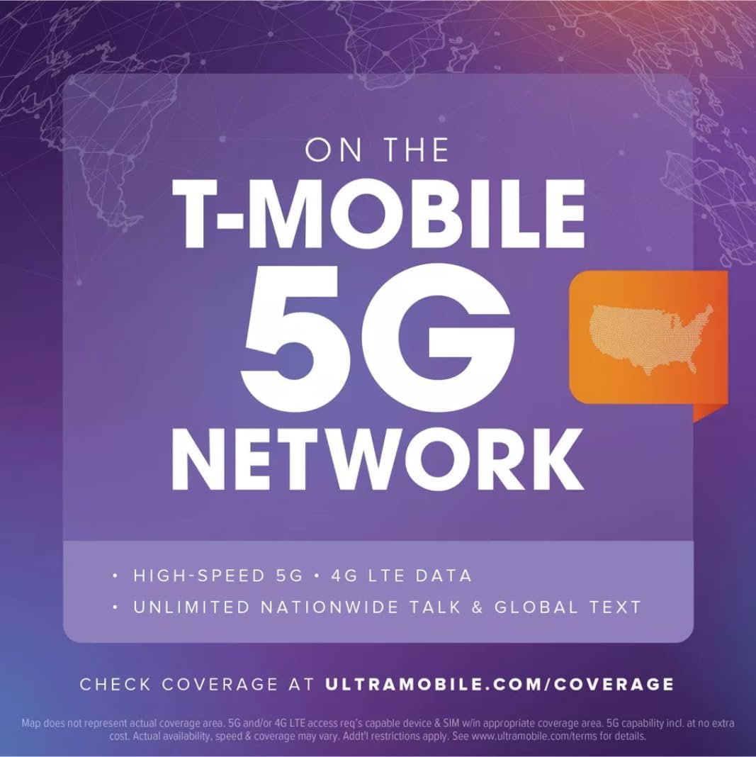 $24/mo. Ultra Mobile Prepaid Phone Plan with Unlimited Talk, Text, & 8GB of 5G • 4G LTE Data for 1 Month (3-in-1 SIM Card Kit)