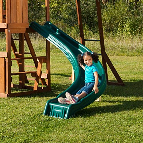 Swing-N-Slide PB 8272 Cedar Brook Wooden Swing Set Play Set with Two Swings, Slide, Monkey Bars, Picnic Table & Glider, Green