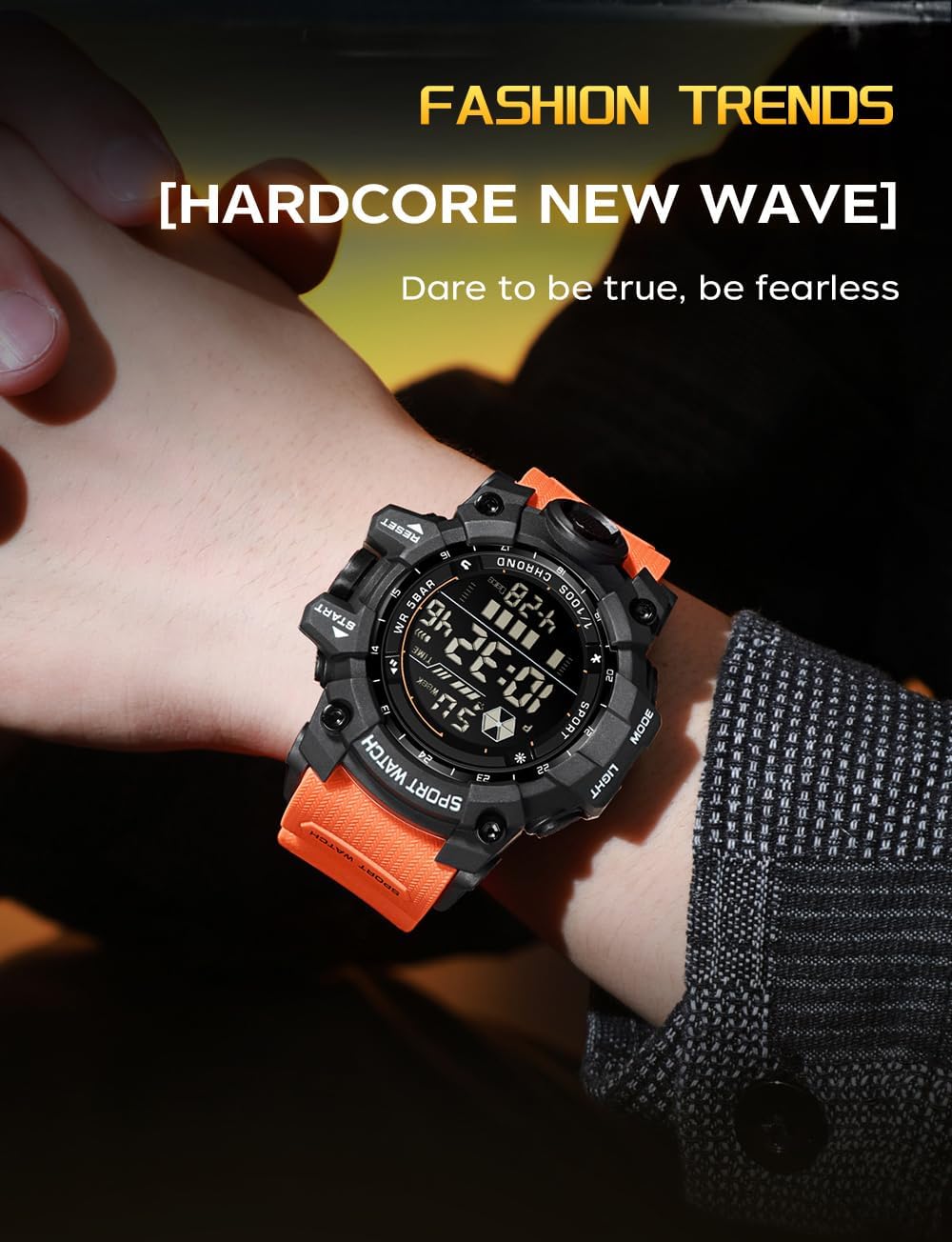 FANMIS Men's Digital Sport Watch Military LED Alarm Waterproof Quartz Watch | Tactical Outdoor Sport Watch Multi Function Led Display Alarm Stopwatch Date Quartz Rugged Style Daily Water Resistance