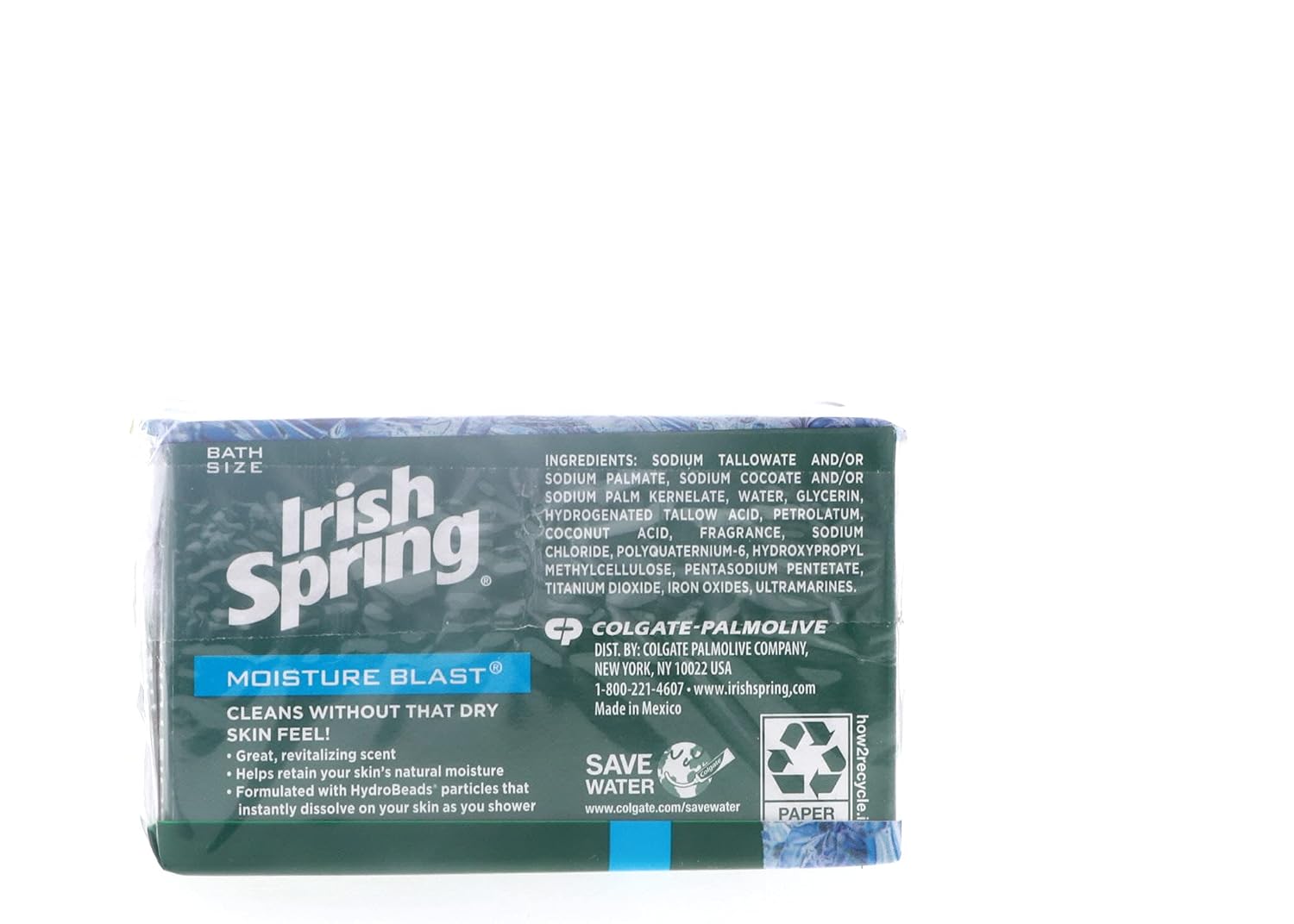 Irish Spring Deodorant Soap, Moisture Blast, 3.7 Ounce (Pack of 3)