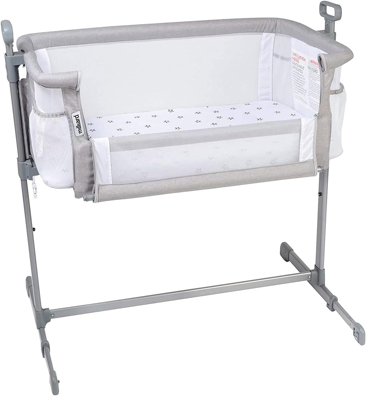 Milliard Baby Bedside Bassinet Sleeper, Bassinet for Newborn with Plush Mattress, Mesh Breathable, Adjustable Side Sleeper Portable Crib for Infant