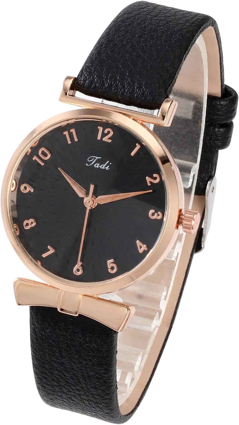 Top Plaza Ladies Classic Leather Analog Quartz Watch | Women Easy Read Arabic Numerals Watches Casual Dress Wrist Watch,Rose Gold Case