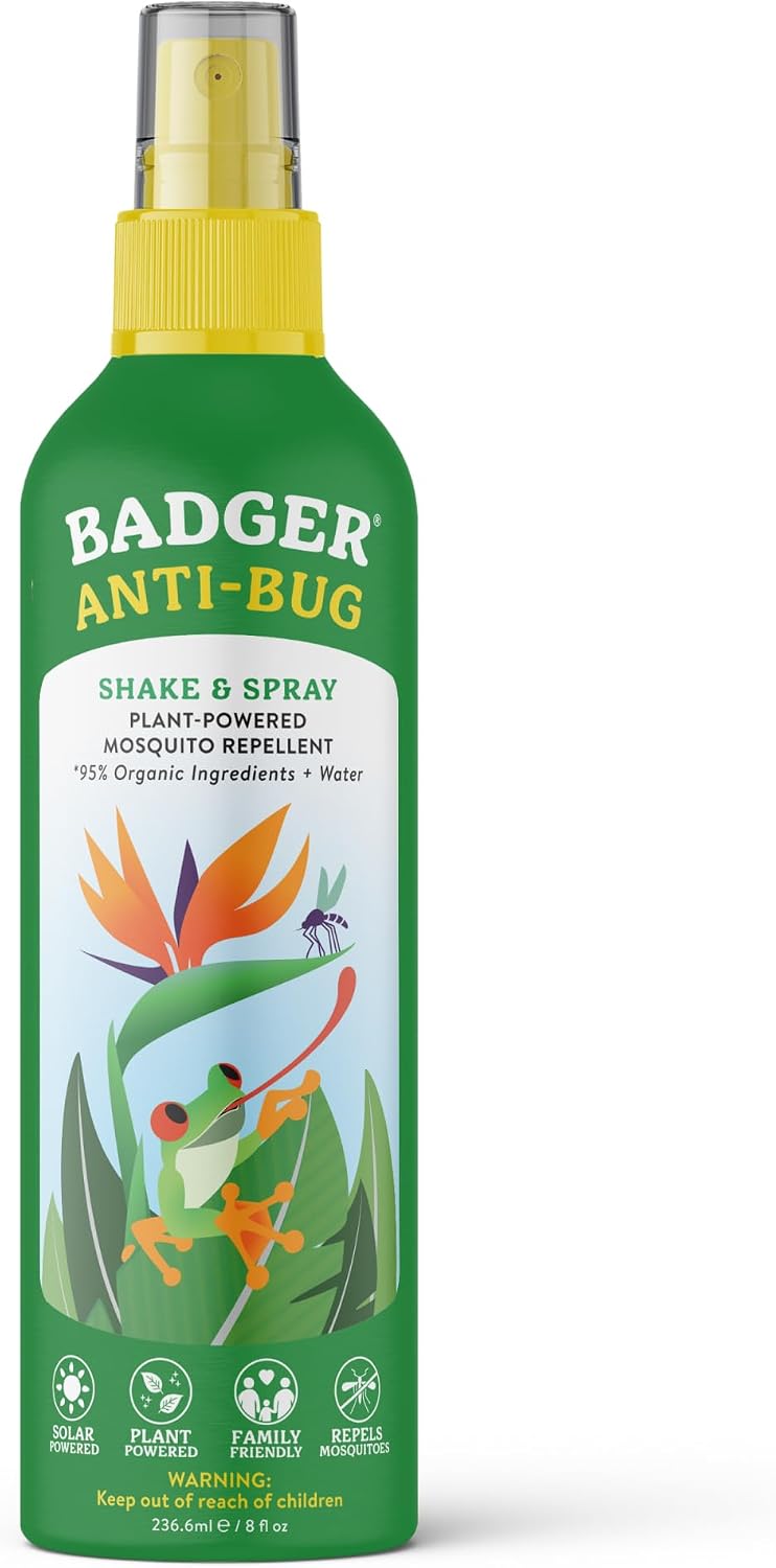 Badger Bug Spray, 3-Hour DEET-Free Mosquito Repellent, Family Friendly, Citronella & Organic Essential Oils, Natural & Vegan Insect Repellent Spray, 4 fl oz Aluminum Bottle