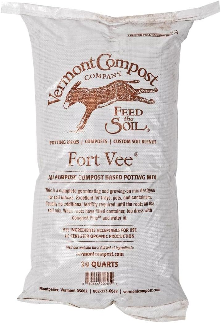 Vermont Compost Company Fort Vee Organic Potting Mix | High-Nutrient Compost-Based Soil for Indoor & Outdoor Container Seed Starting