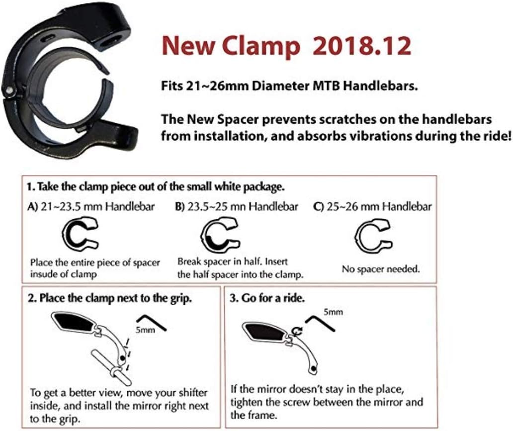 Hafny New Handlebar Bike Mirror, HD,Blast-Resistant, Glass Lens, Reflector (HF-M903LS-FR05 (Bar End Fitting Left Side, Silver Glass))