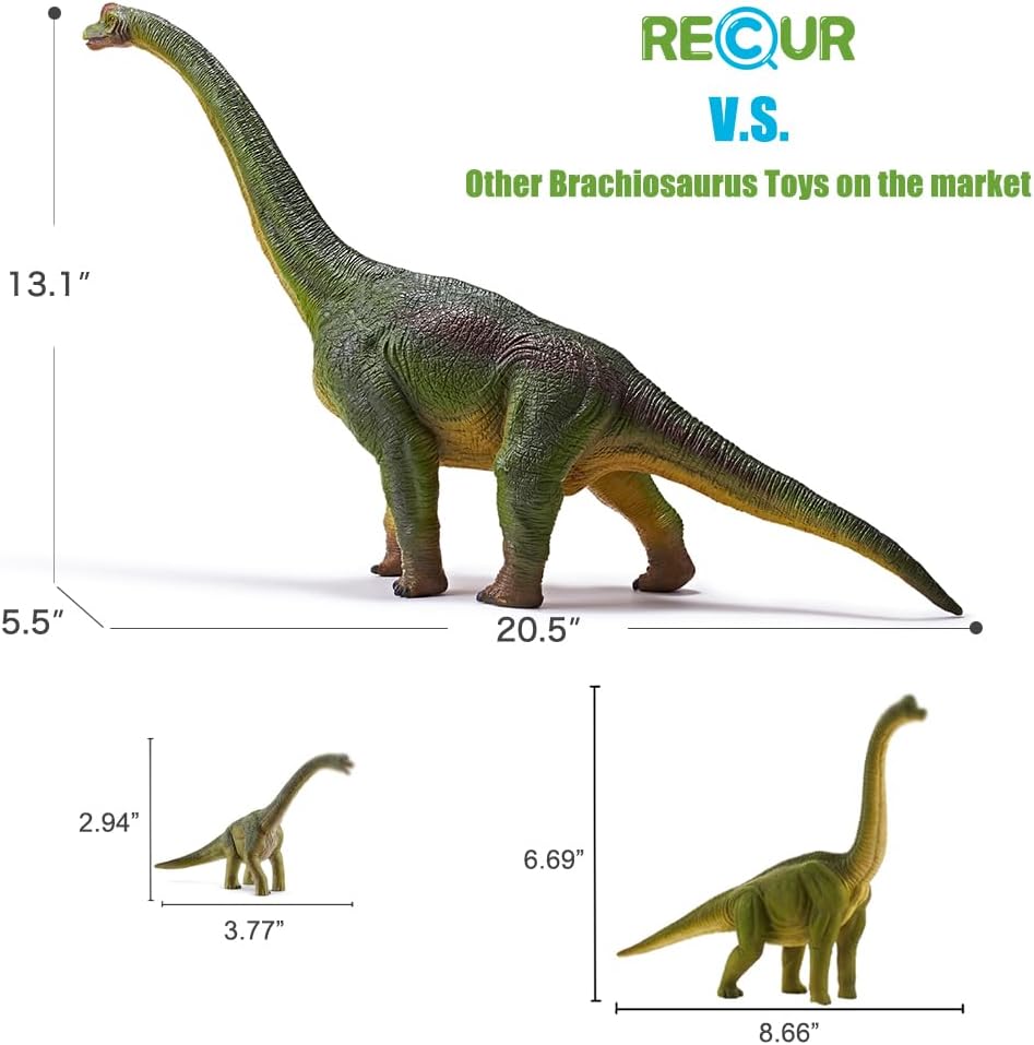 RECUR Jumbo Brachiosaurus Toys Large 20.5 Jurassic Toys Dinosaur Figure Toy Safe Odorless Hand-Painted Figurines for Kids Realistic Design Replica
