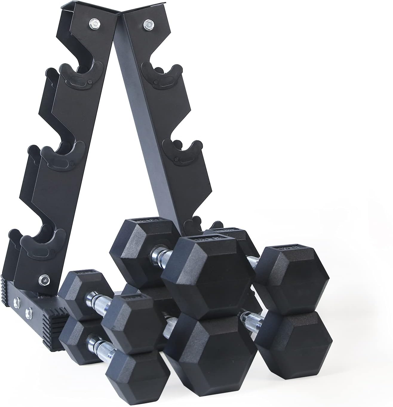 RitFit Rubber Coated Hex Dumbbell Weights Set for Home Gym | Cast Iron Core, Anti-Slip Knurled Chrome Handle, Hexagon Anti-Roll, Heavy-Duty Dumbbell Set for Strength Training