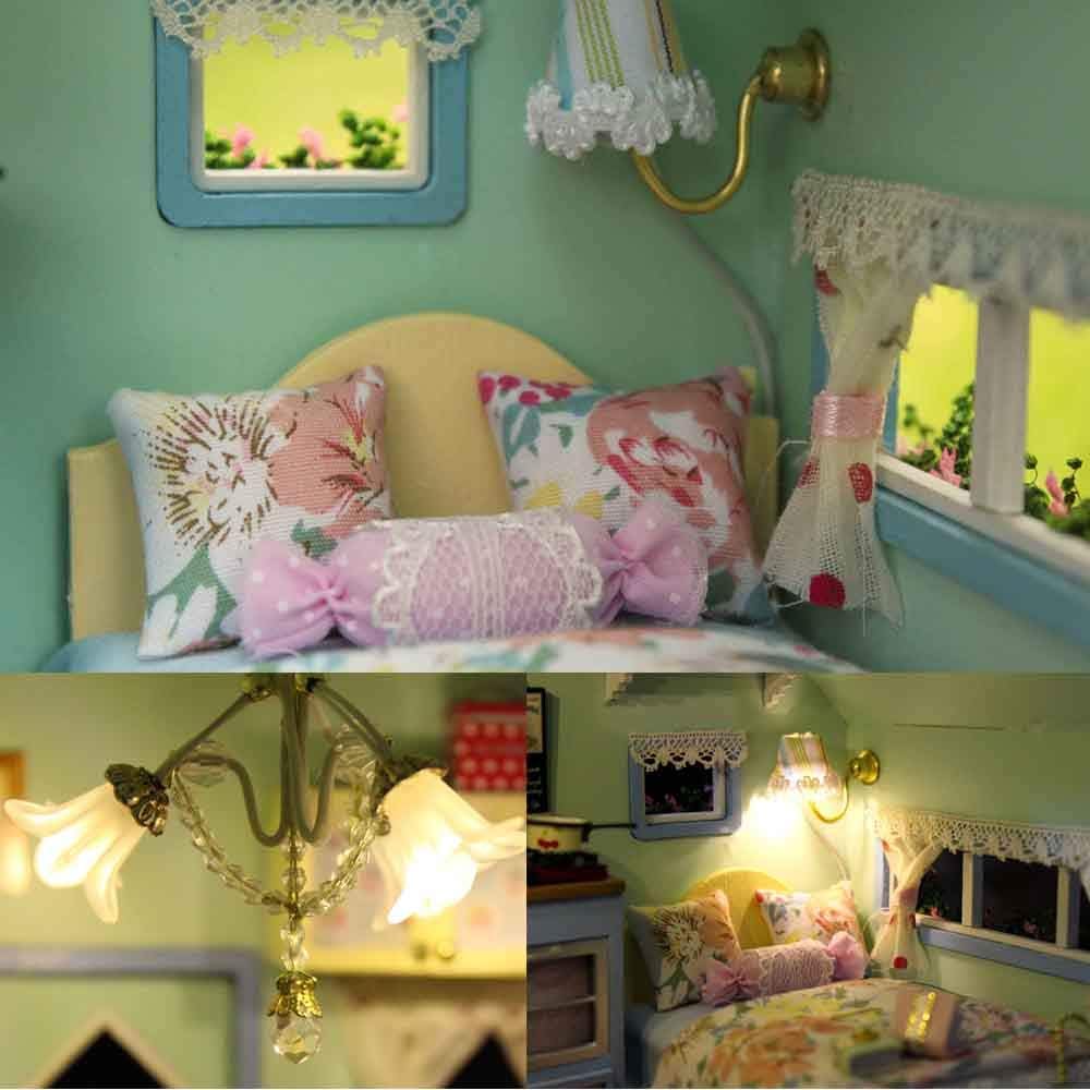 MAGQOO Wooden Dollhouse Miniature with Furniture DIY Dollhouse Kit DIY House Kit Tiny House Kit with Voice Control and Music Movement 1:18 Scale Creative Room Idea(Time Travel)