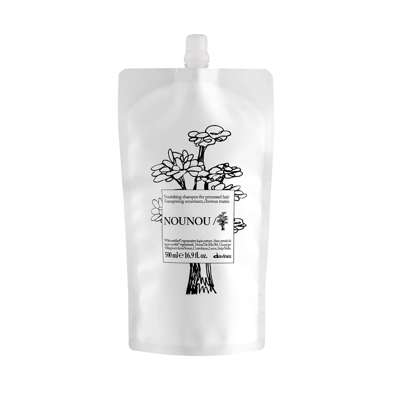 Davines NOUNOU/Shampoo, Nourishing Cleanser for Damaged, Processed or Brittle Hair - Restores Natural Softness, Shine & Body with Lupin- Hydrates Chemically Treated Hair