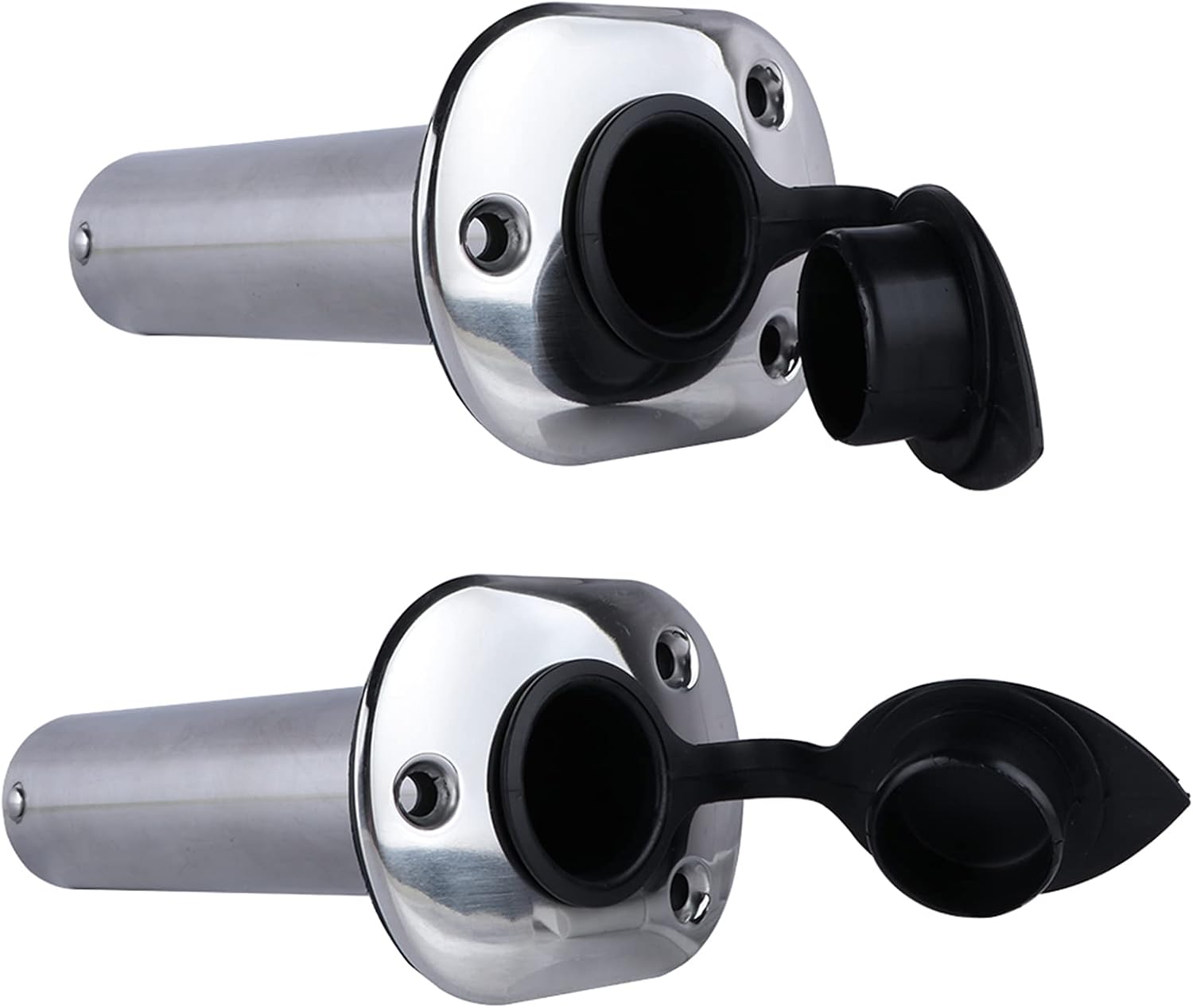 Hoffen 2Pcs Boat Stainless Steel Fishing Rod Holder Flush Mount 15/30/90 Degree with PVC Cap,Inner Tube and Gasket