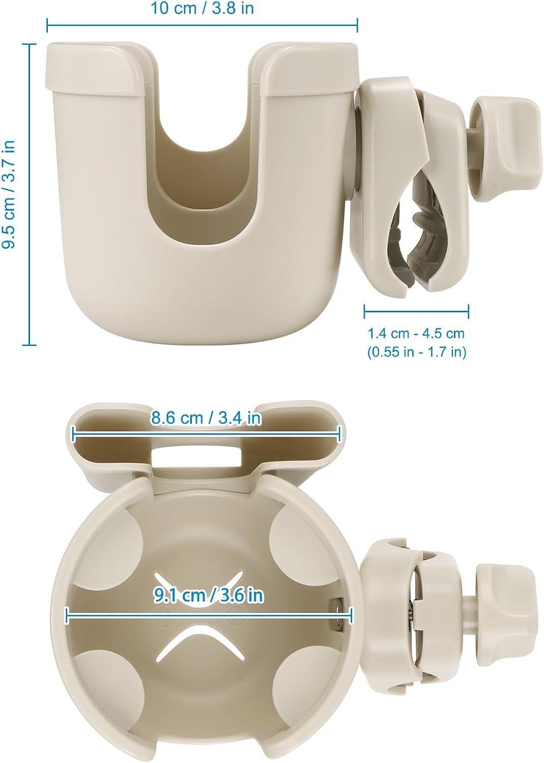 Accmor Stroller Cup Holder with Phone Holder, Bike Cup Holder, Universal Cup Holder for Uppababy Nuna Strollers, 2-in-1 Drinks Holder for Walker