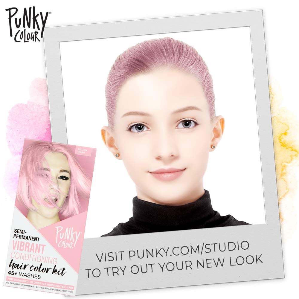 Punky Colour Box Kit Cotton Candy Semi Permanent Hair Color - Vegan, Cruelty-Free Conditioning Hair Dye, Lasts Up to 35 Washes