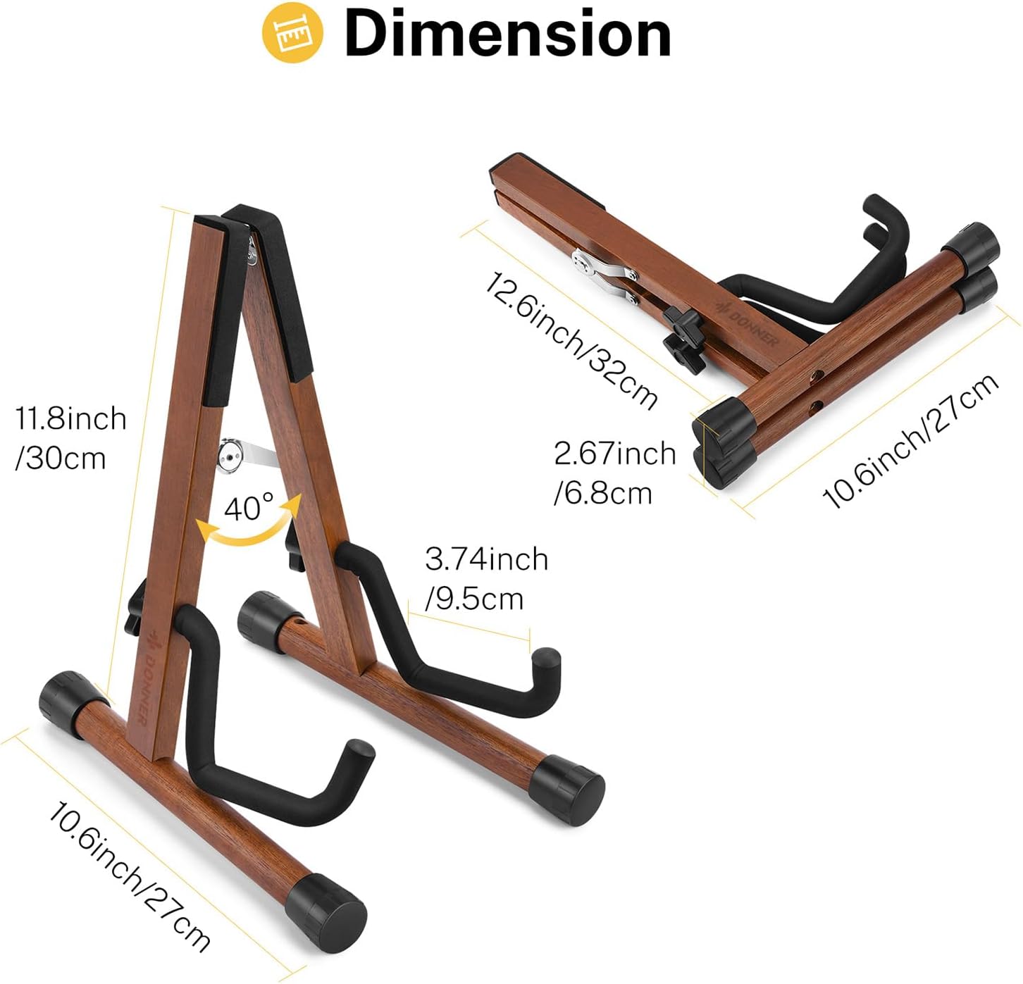 Donner Wood Ukulele Stand Mini Guitar Stand for Violin, Hush Guitar, Mandolin, Banjo, Folding Floor Stand A-Frame Holder for Small Musical Instruments
