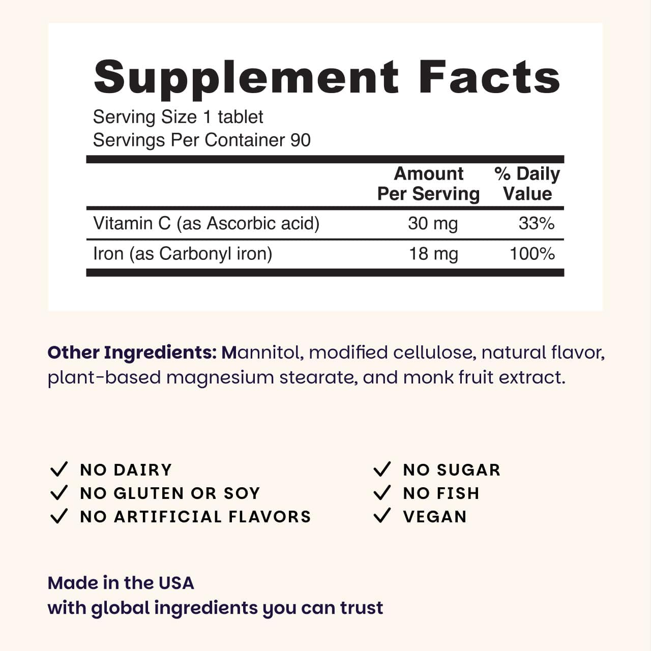 EZ Melts Iron - Supplement for Daily Energy & Iron Support - with Vitamin C - No Artificial Flavors - Non-GMO & Vegan - Zesty Orange - 90 Dissolvable Tablets (90 Servings)