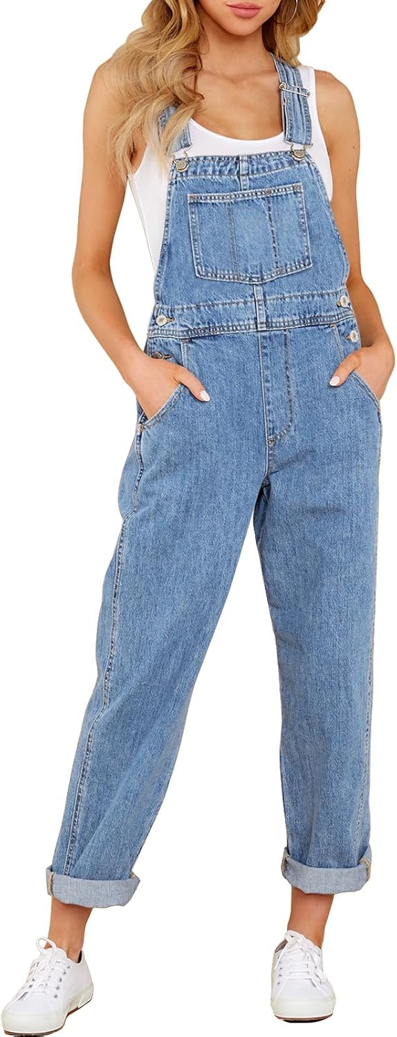 LookbookStore Denim Overalls for Women Dressy Stretch Bib Jean Jumpsuits