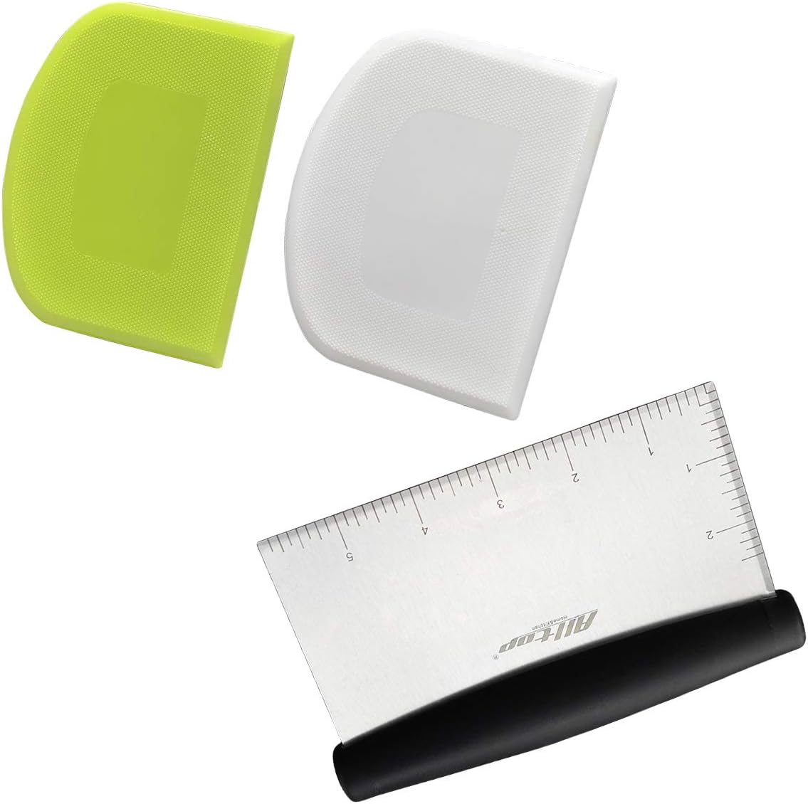 ALLTOP Bowl Spatula & Bench Scraper, Flexible Plastic Multipurpose Kitchen Pastry Cutter Tool