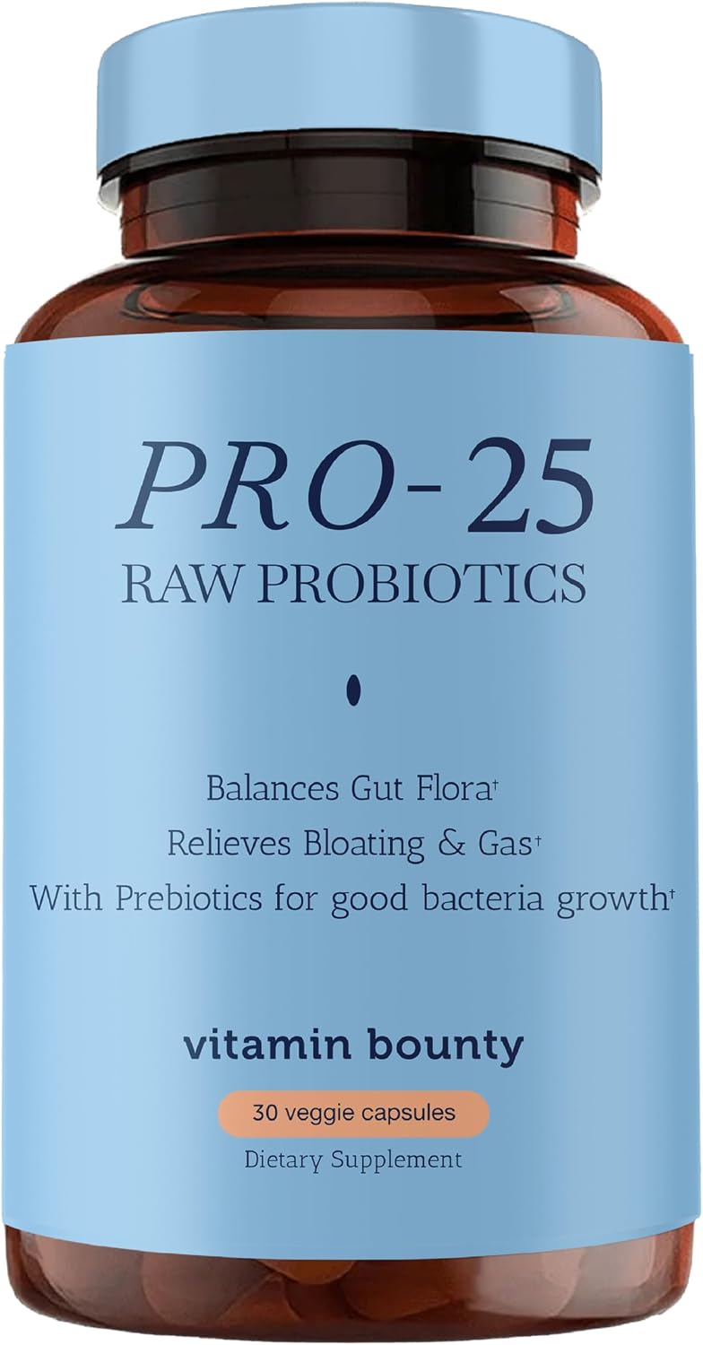 Vitamin Bounty Pro-25 Probiotics for Women & Men - 25 Billion CFU - Probiotic Prebiotic for Digestive Health & Gut Support with Lactobacillus
