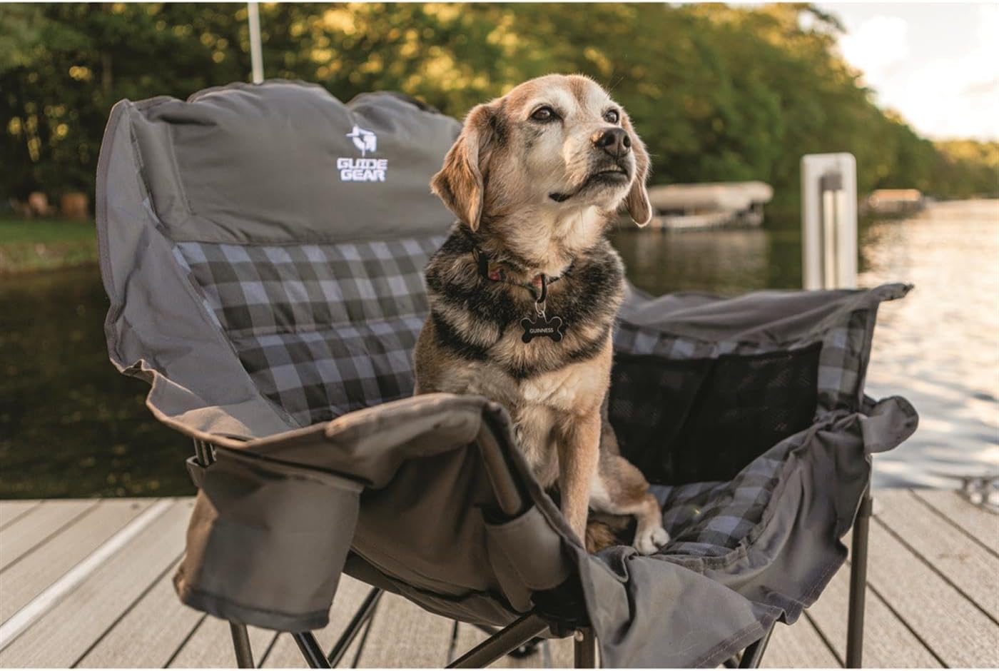 Guide Gear Oversized Extra Large Padded Camping Chair, Portable, Folding, Large Camp Lounge Beach Chairs for Outdoor, Adults, Men and Women
