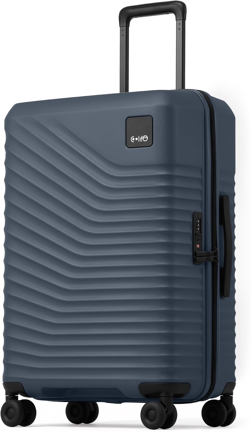 Coolife Luggage Carry-On, Lightweight PC Hardside Suitcase, 20-Inch, Black | Expandable Carry-On, Dual Spinner Wheels, TSA-Approved Lock, Upgraded PC Hardshell, Durable Travel Suitcase