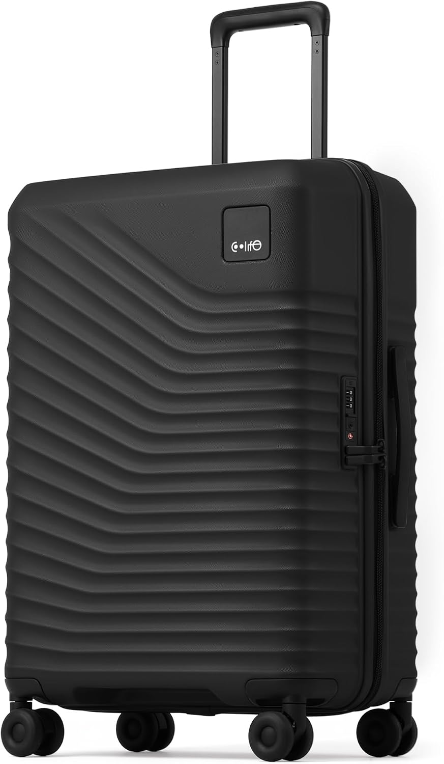 Coolife Luggage Carry-On, Lightweight PC Hardside Suitcase, 20-Inch, Black | Expandable Carry-On, Dual Spinner Wheels, TSA-Approved Lock, Upgraded PC Hardshell, Durable Travel Suitcase