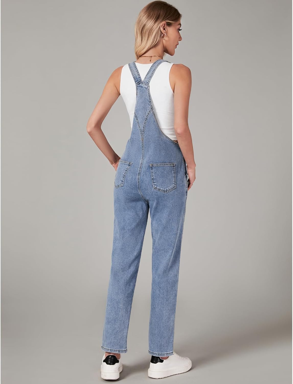 Vetinee Womens Classic Adjustable Straps Pockets Denim Bib Overalls Jeans Pants
