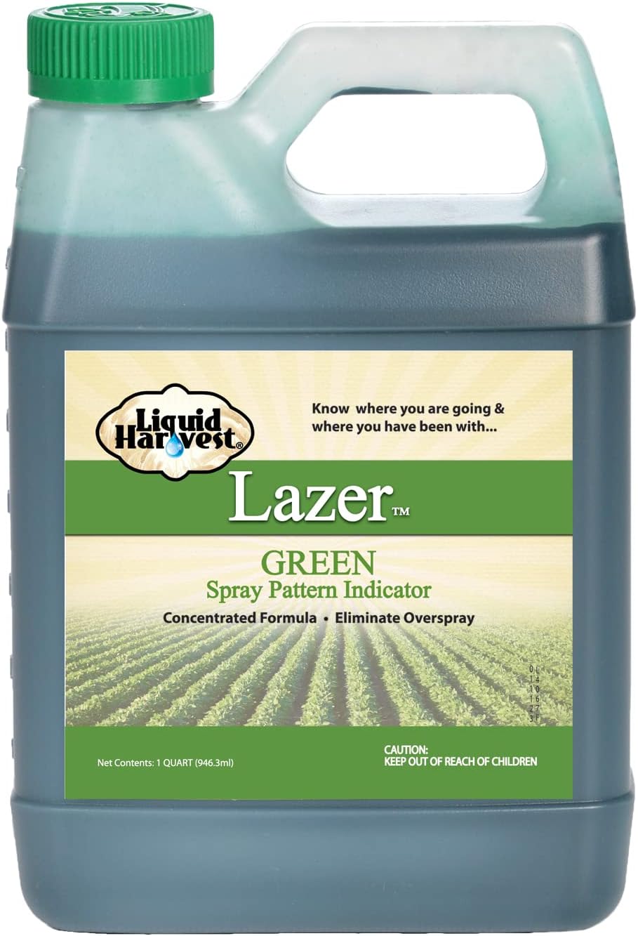 Liquid Harvest Lazer Green Concentrated Spray Pattern Indicator - 1 Quart (32 Ounces) - Perfect Weed Dye, Fertilizer Marking Dye, Turf and Herbicide Marker