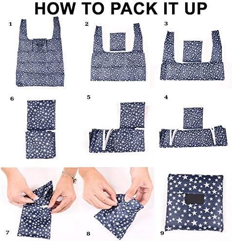 Kaxich Reusable Grocery Shopping Bags - Foldable Eco-friendly Shopper Tote Bags (4 Pack) Waterproof & Machine Washable