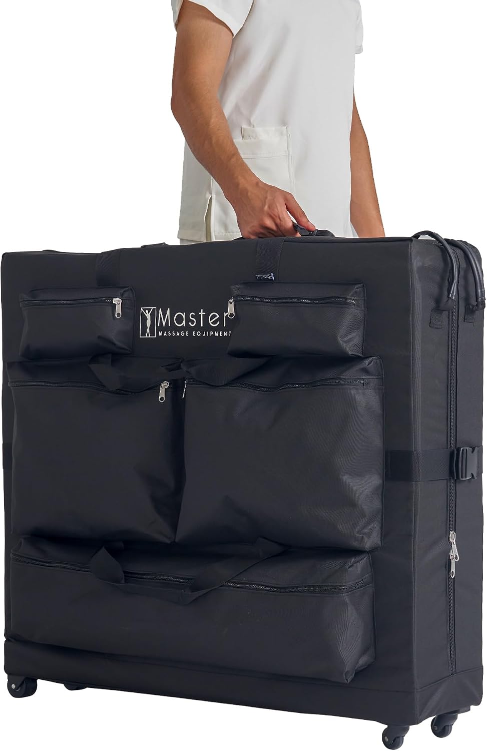 Master Massage Luggage Style Wheeled Massage Table Carrying Case 27” to 32” Width Folding Massage Table- Black